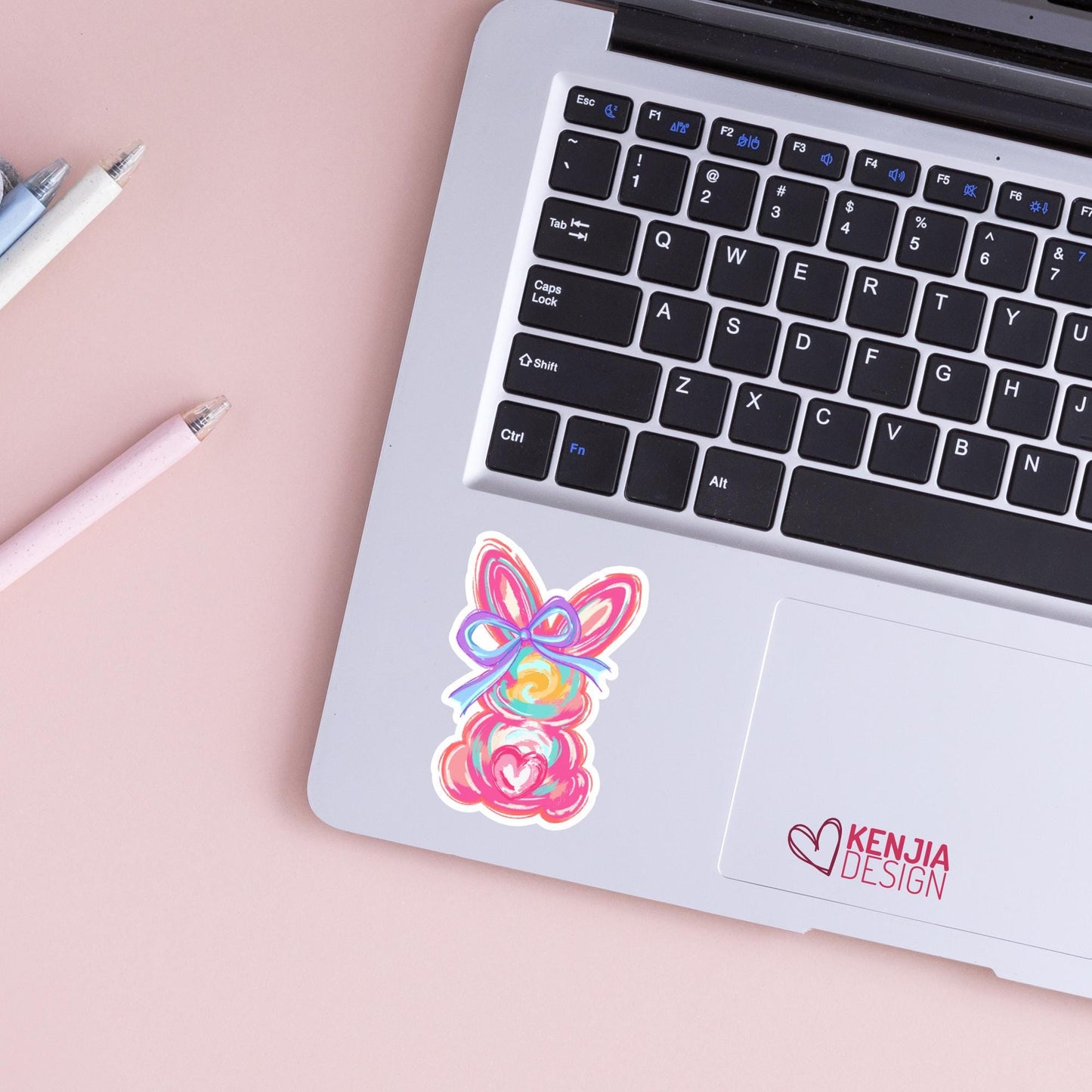 Coquette Easter Stickers / Brushstroke Easter Bunny Stickers / Pink Bunny Bow / Girly Easter  / Kindle Stickers