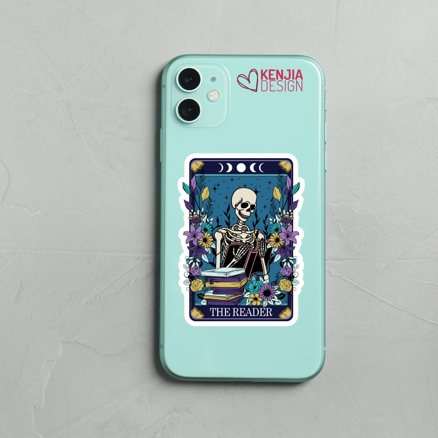 Funny Cute Skull Reading Book Stickers  Tarot Card | Waterproof Bookish Sticker, Planner Laptop Water Bottle Bumper Sticker