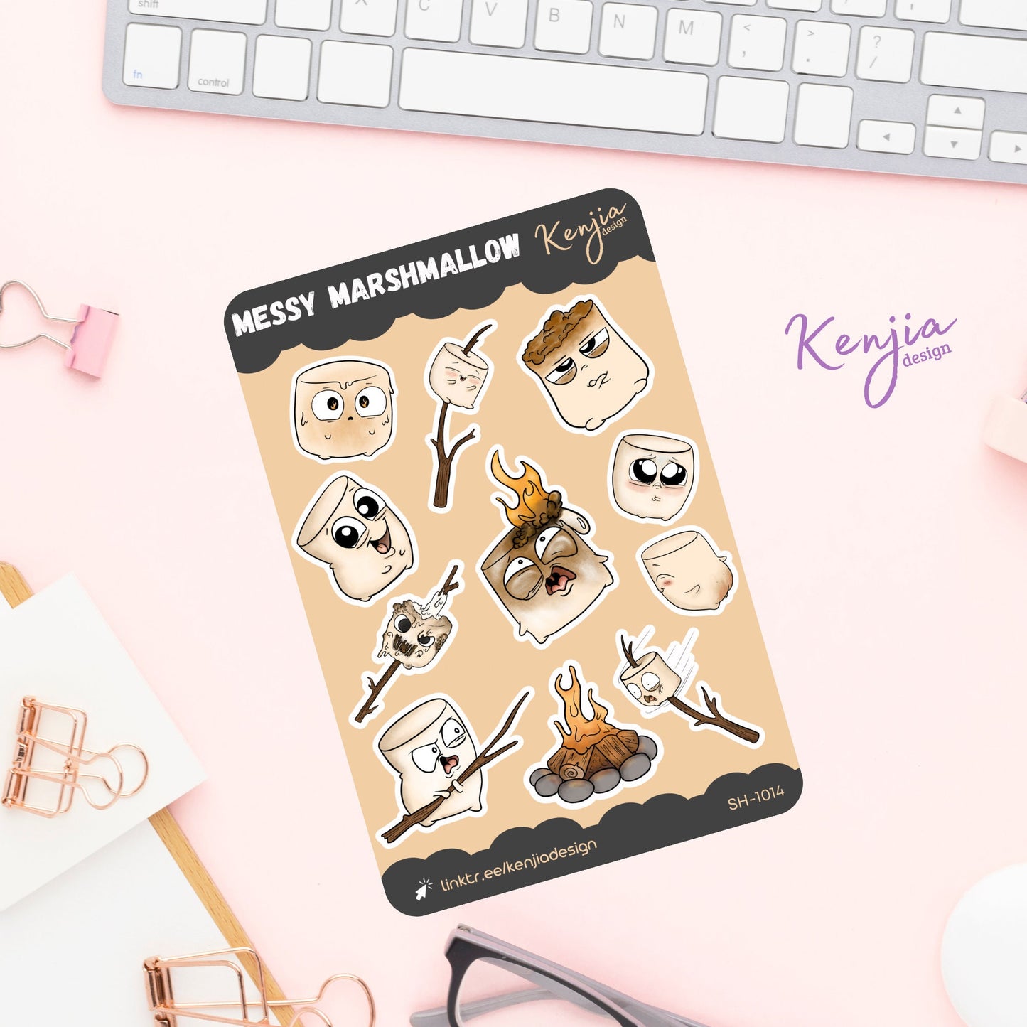 Cute Messy Marshmallow Kawaii Sticker Sheet For Stationary, Planner, Deco, Kindle, Mirror Stickers, journal and journaling stickers