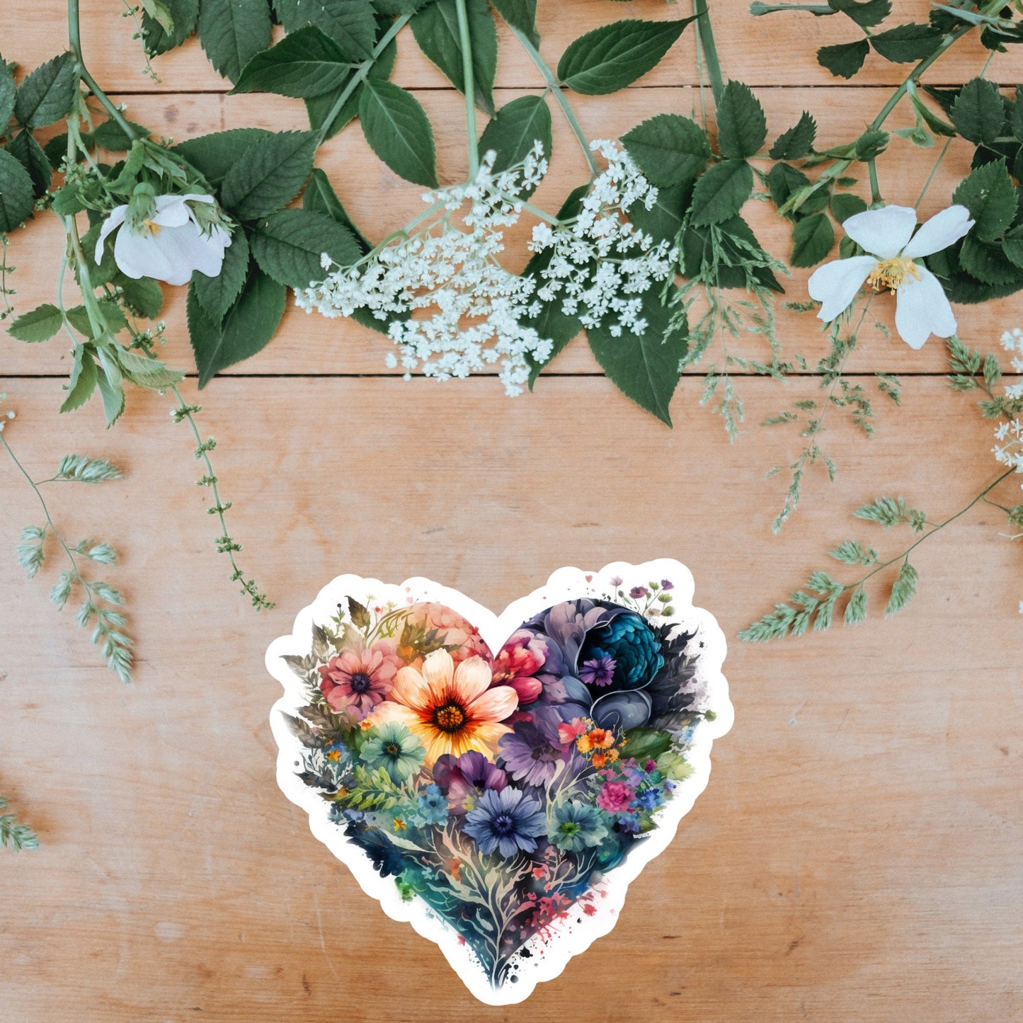 Beautiful Vintage Floral Heart, Waterproof and Dishwasher Safe Handmade cute Vinyl Sticker for gift, planner, book and laptop stickers