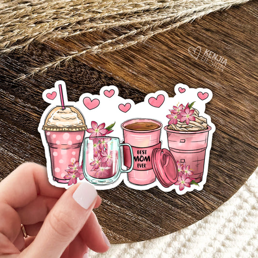 Best Mom Ever Stickers  / Floral Coffee Cup / Western Mother's Day Gifts / Flower Mama Funny Quote / Mom Life / Motherhood Stickers