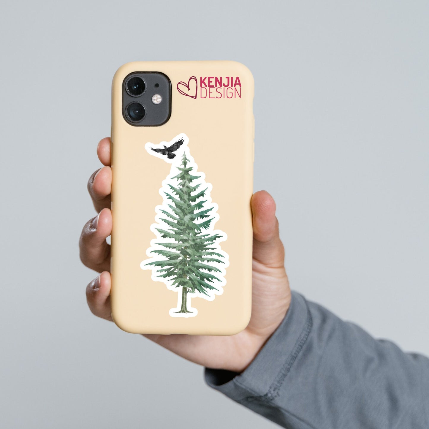 Cute Pine Tree Stickers and Fridge Magnets with black eagle |  Waterproof Sticker for Planner Laptop Water Bottle kindle