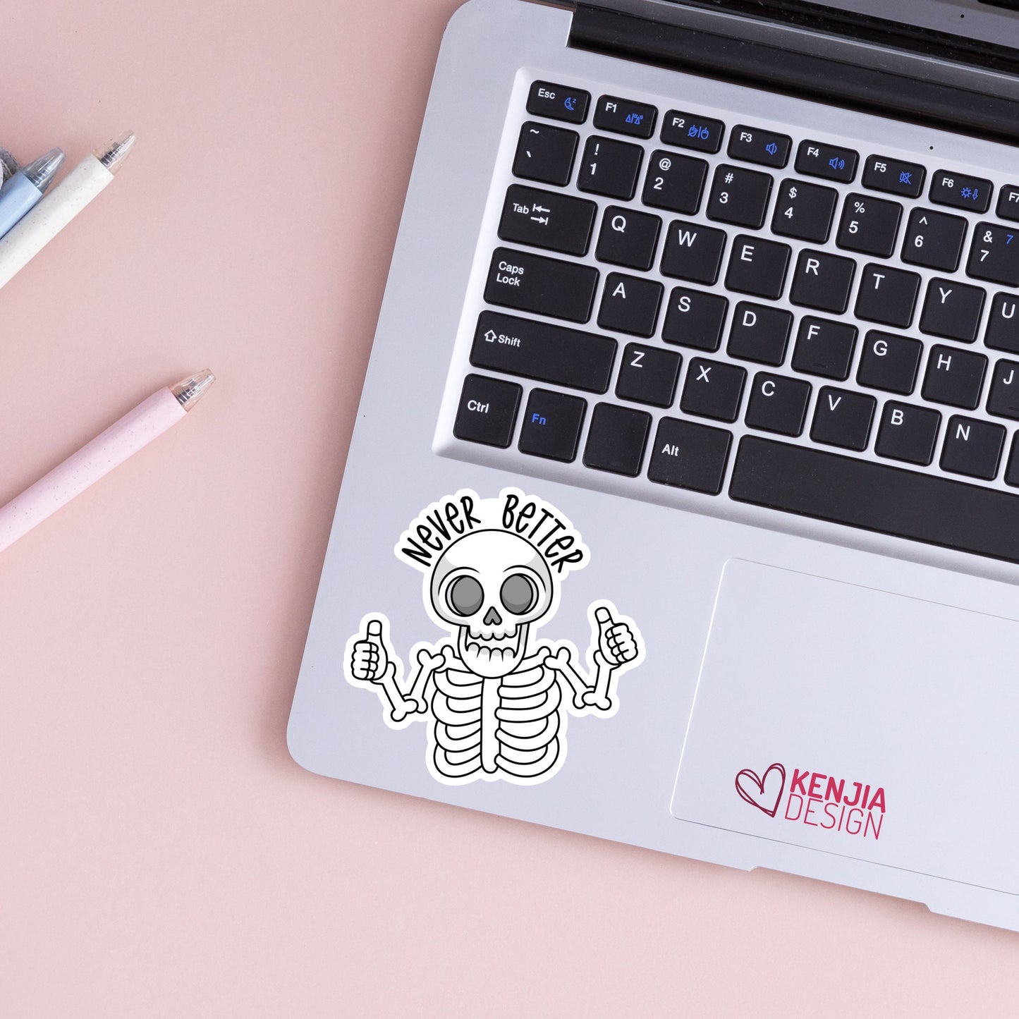 Never Better Skeleton Stickers  / Sacrastic Dead Inside Gifts / Funny Halloween Skull Mental Health Mom Stickers