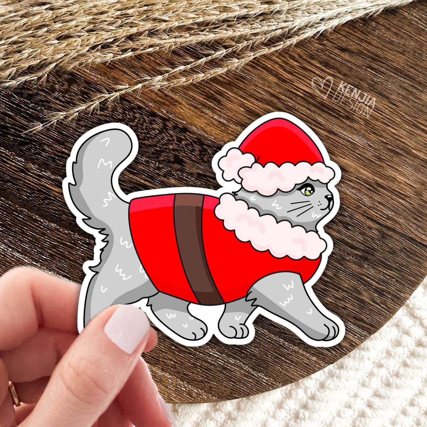 Christmas Cat Stickers / Cat Lover Gift / Cute Kitten Holiday Season Decals for Christmas Tree / Tis the Season / Kindle Stickers