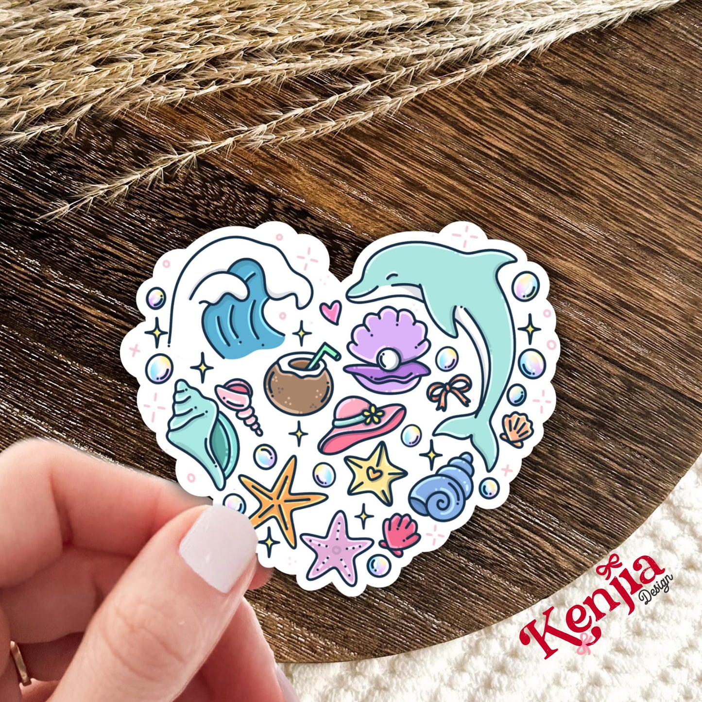 Beach Summer Stickers / Dolphin Sticker / Ocean Lover / Cute Costal Sticker / Mermaid Aesthetic / Sea Life / Starfish / Beachy Vibes