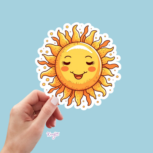 Cute Kawaii Happy Sun Sticker and Magnet, Summer Stickers, Waterproof Vinyl Sticker for gift, planner, book, laptop