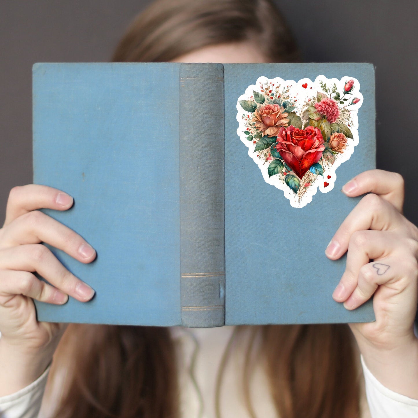 Beautiful Vintage Floral Heart, Waterproof and Dishwasher Safe Handmade cute Vinyl Sticker for gift, planner, book and laptop stickers