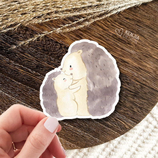 Woodland Stickers Baby Porcupine With Mom Animal Stickers  / Cute Watercolor Forest Baby Shower Gifts / Greenery Woodland Boy