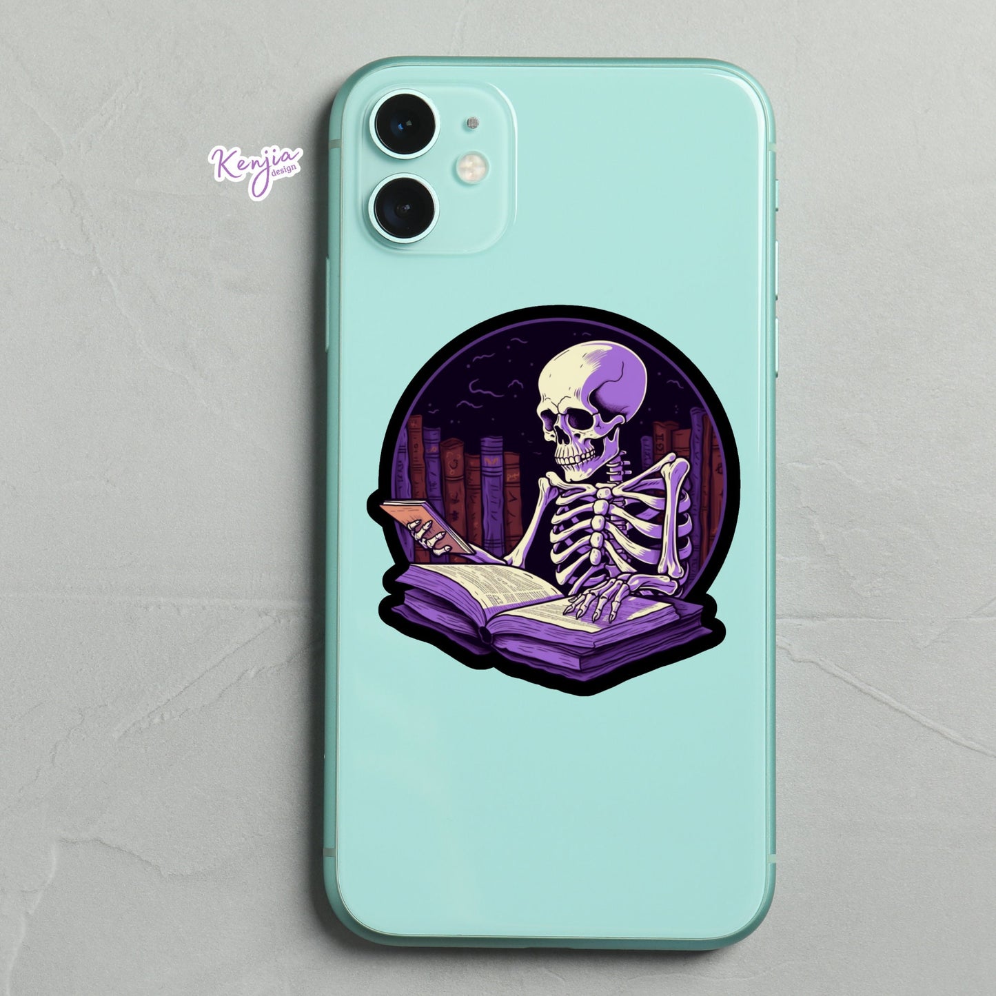 Reading Skeleton Stickers and Magnet, Waterproof Vinyl Sticker gift, planner, laptop, books, study, Bookish stickers, Bookish Merch Kindle