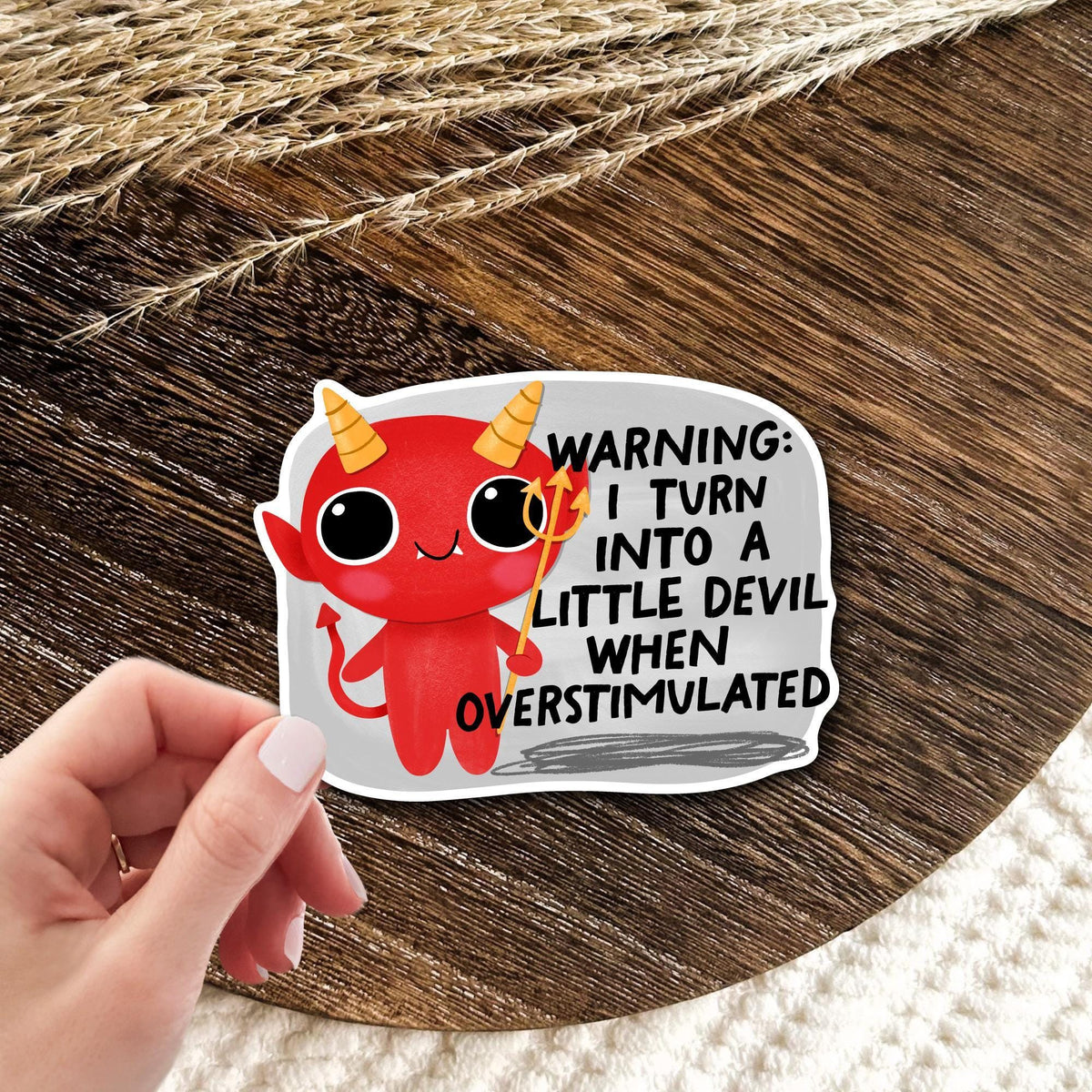 Little Devil Overstimulated Sticker / Funny Mental Health Gift / Cute Demon Decal / Sensory Overload Humor / Neurodivergent Present