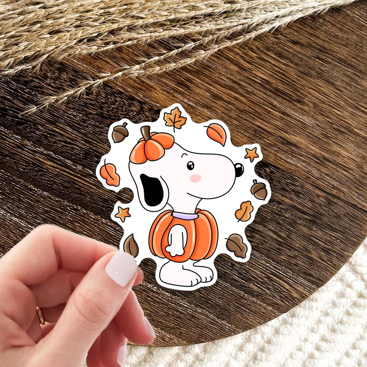 Snoopy Pumpkin Sticker / Halloween Beagle Gift / Cute Dog Lover Gift / Fall Dog Decal / Spooky Beagle / Autumn Cartoon Dog Gift / Pumpkin