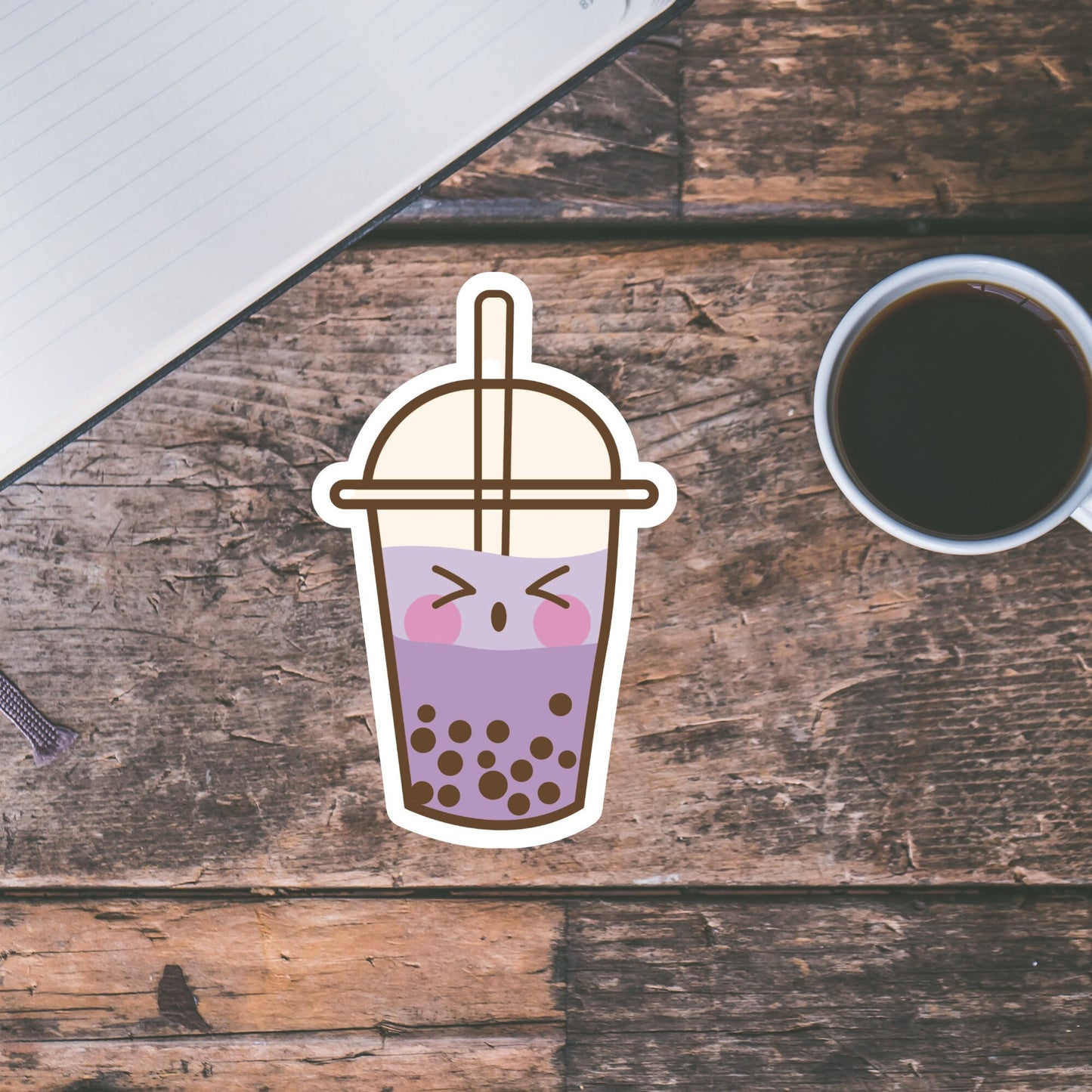 Kawaii Boba Surprised Sticker, Milk Tea Sticker, Waterproof Dishwasher Safe Handmade cute Vinyl Sticker gift, planner, book, laptop stickers