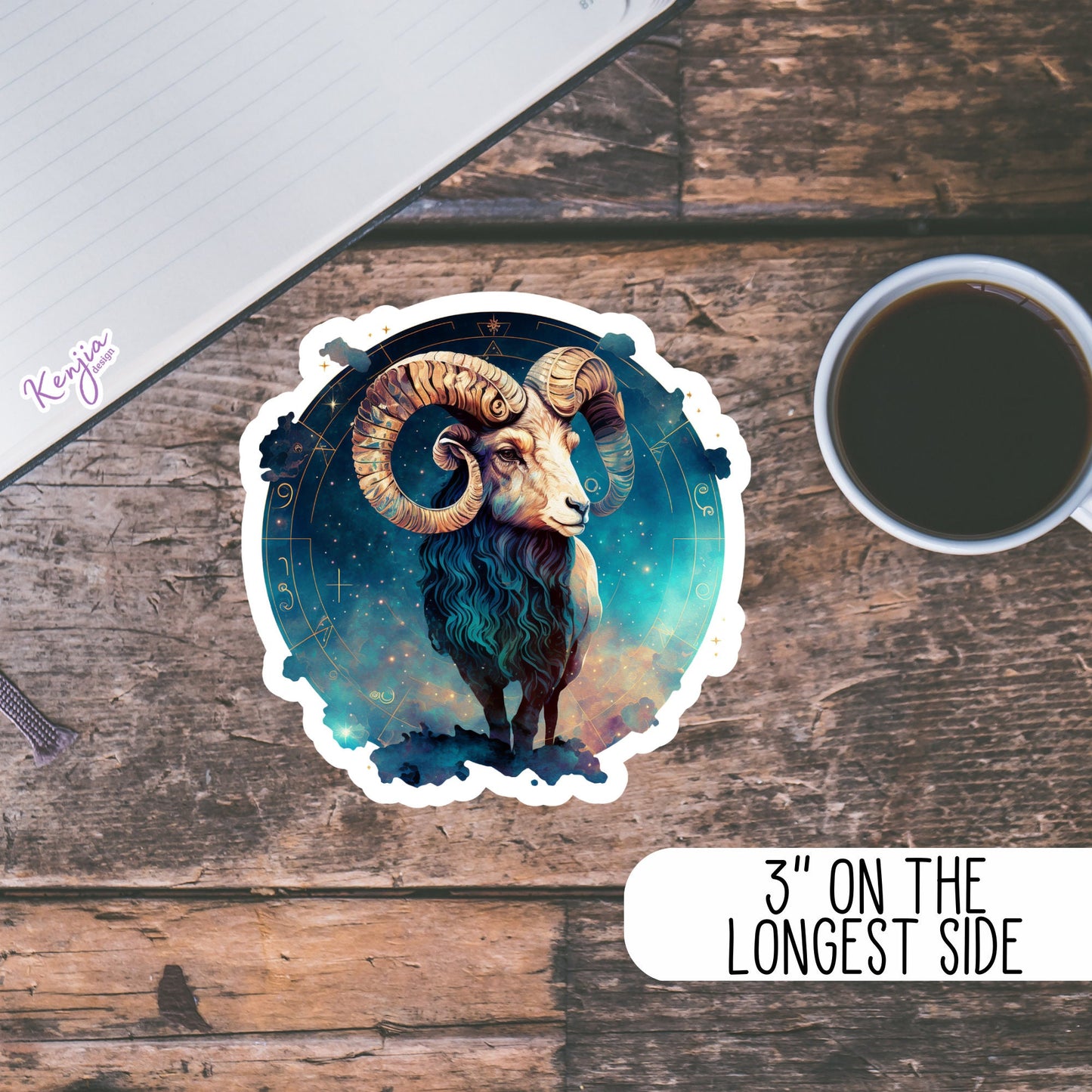 Astrology Zodiac Aries Sign Sticker, Waterproof and Dishwasher Safe Handmade cute Vinyl Sticker gift, planner, bumper, laptop stickers