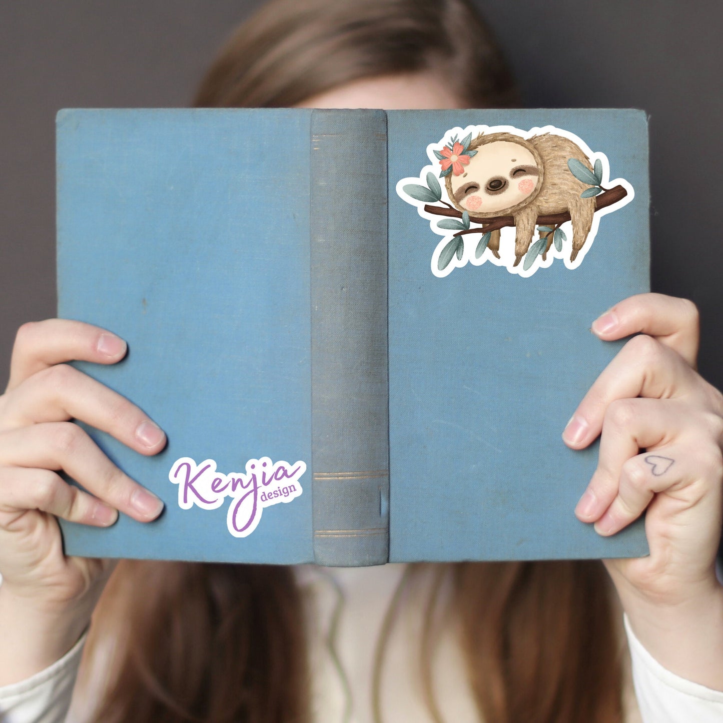 Cute Handmade Sleeping Sloth Sticker, Waterproof and Dishwasher Safe Vinyl Sticker for gift, planner, book, laptop stickers