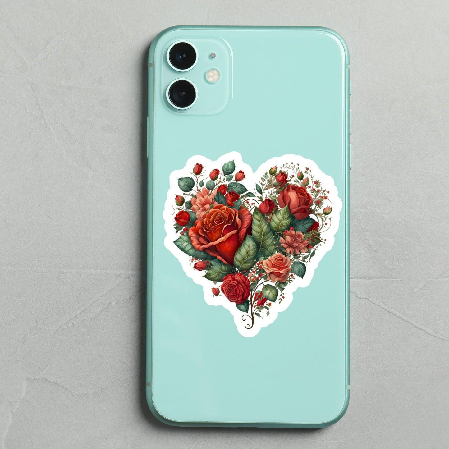 Beautiful Vintage Floral Heart, Waterproof and Dishwasher Safe Handmade cute Vinyl Sticker for gift, planner, book and laptop stickers
