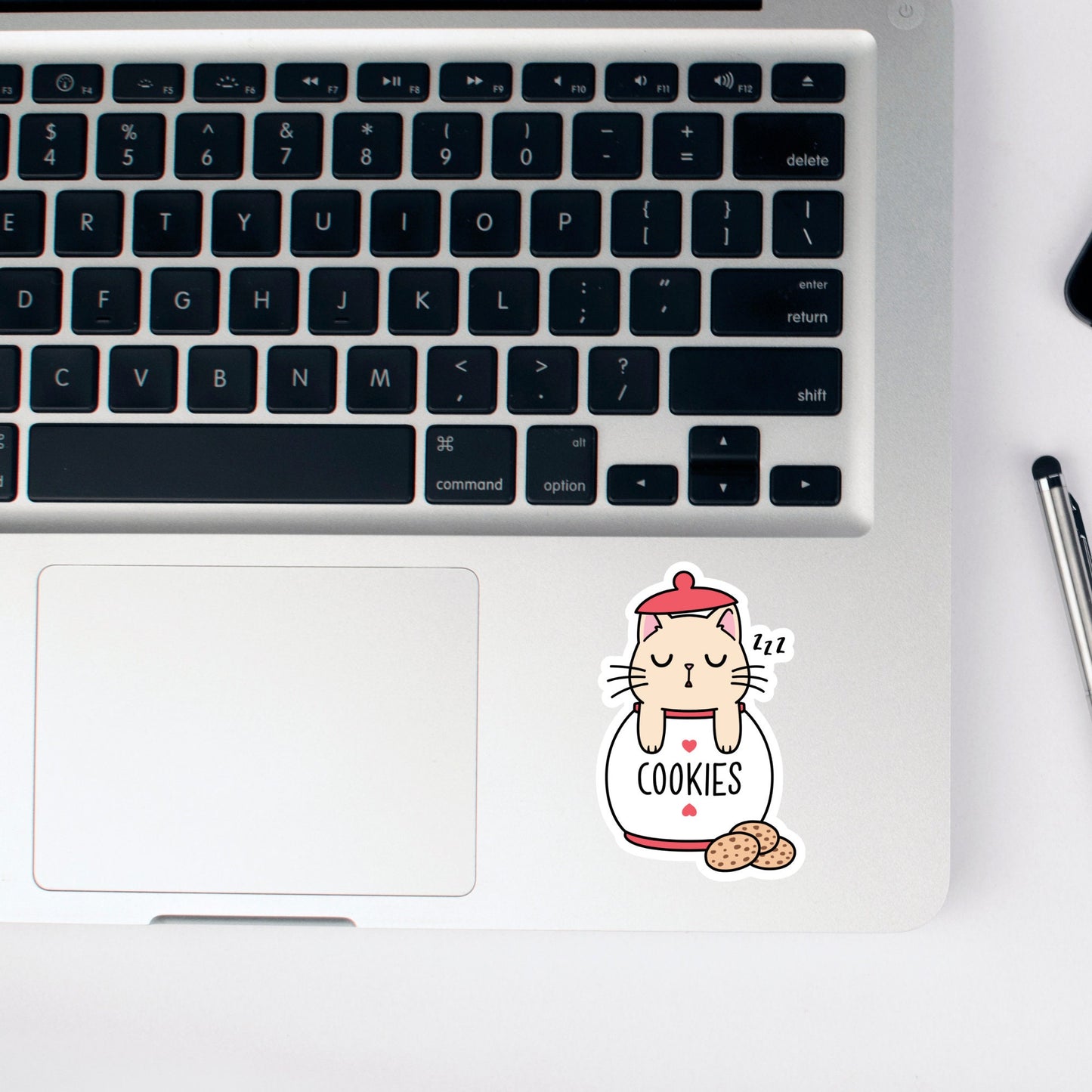 Cute Kawaii Cookies Cat Sticker, Cute sticker, Waterproof Dishwasher Safe Handmade cute Vinyl Sticker gift, planner, book, laptop stickers