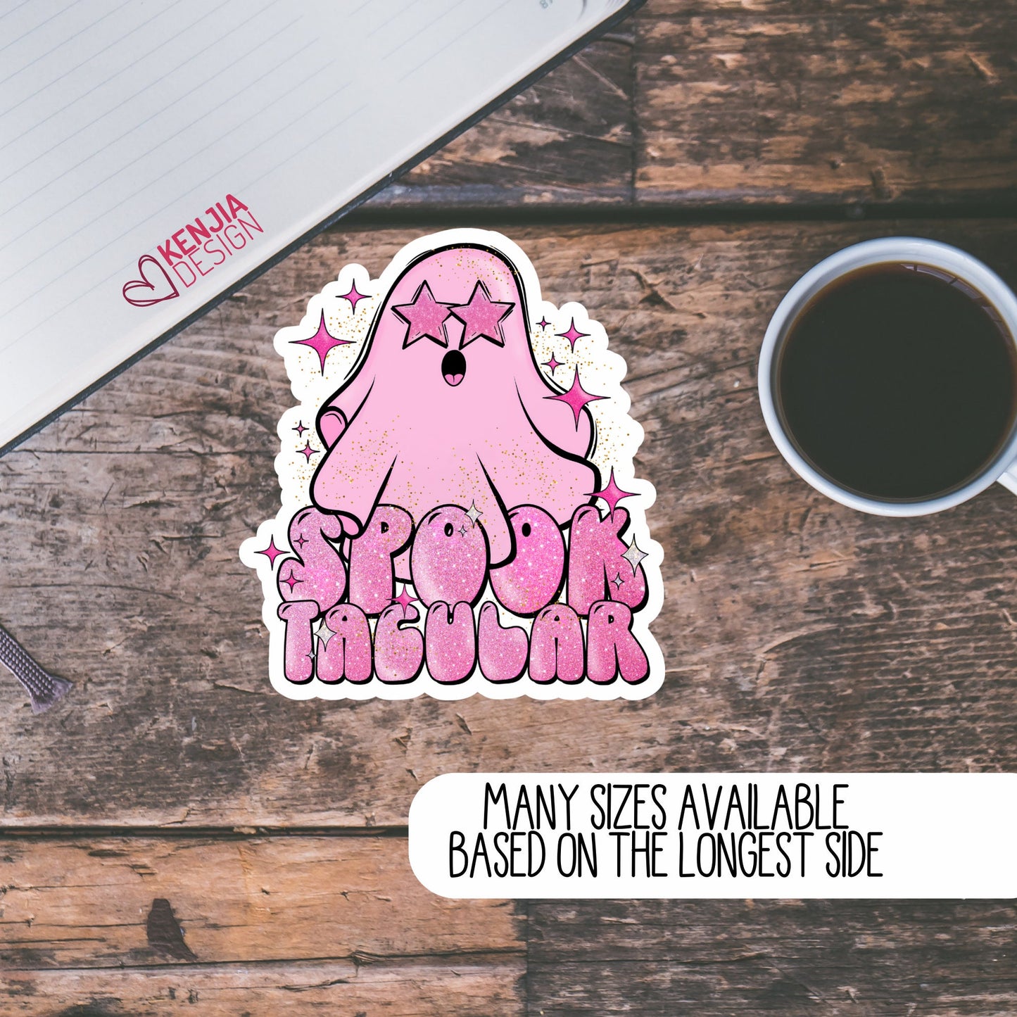Funny Cute Pink Ghost Stickers  | Spooky Halloween Waterproof Sticker | Planner Laptop Water Bottle Bumper Sticker