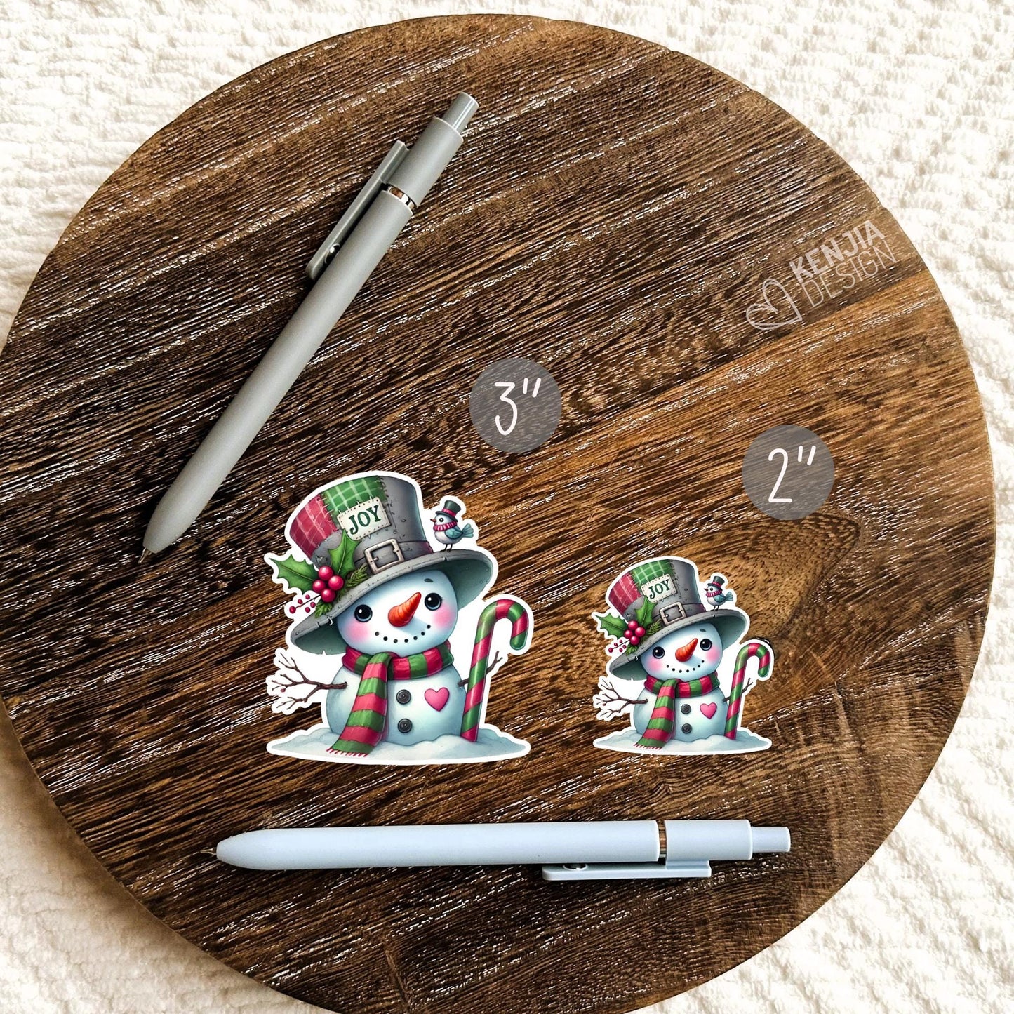 Joy Christmas Snowman Stickers / Watercolor Sticker / Cute Winter Holidays Kindle Stickers / Merry Christmas Stickers for Waterbottle