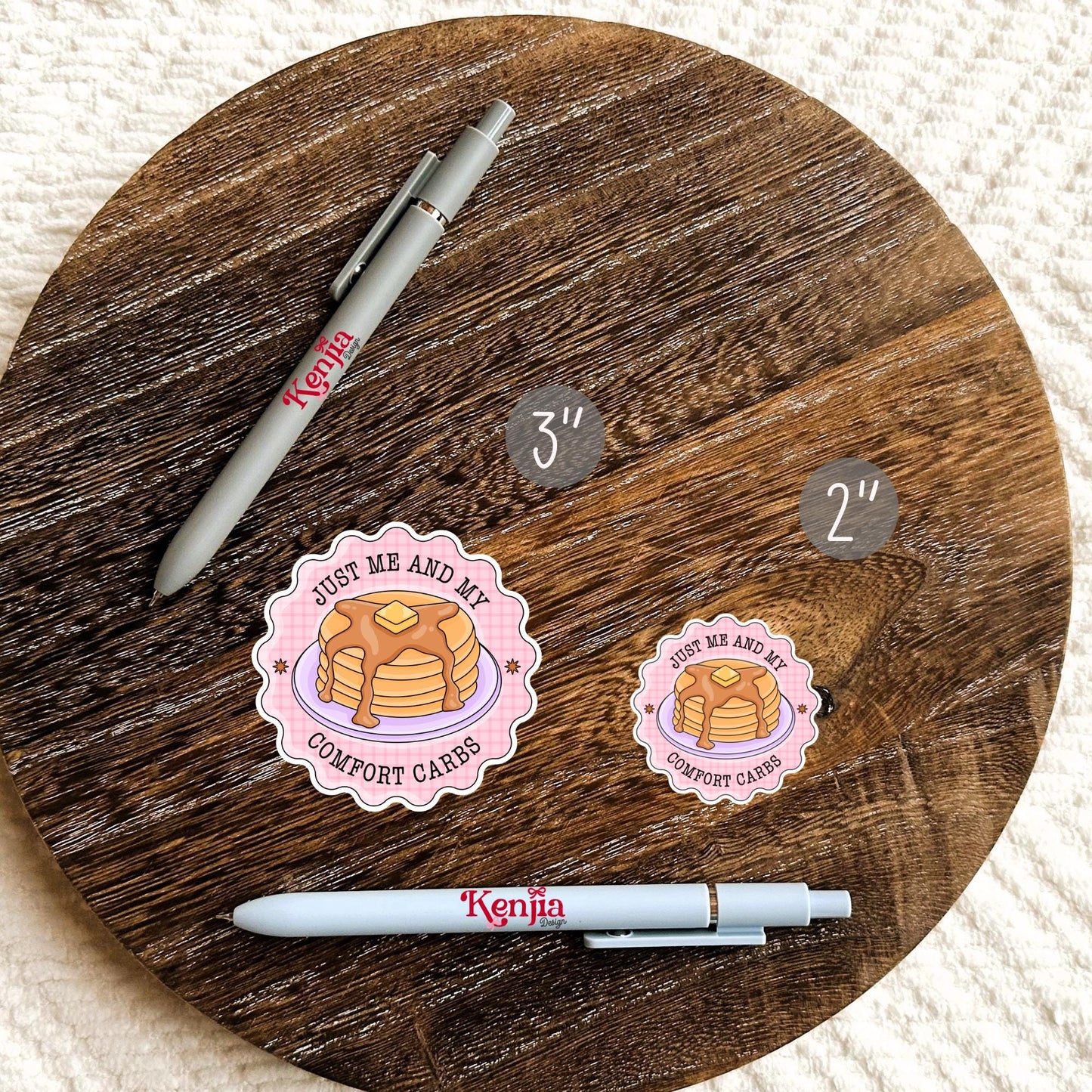 Just Me and My Comfort Carbs Sticker / Cute Pancake Sticker / Food Lover Laptop Decal / Cozy Kindle Sticker