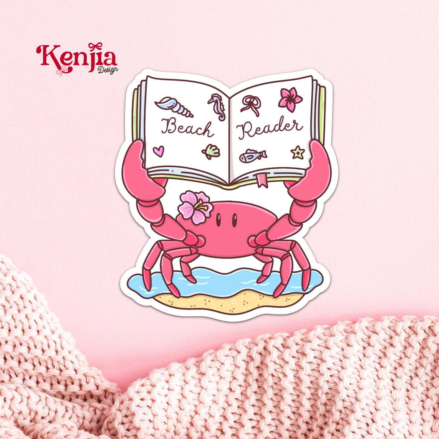 Beach Reader Crab Stickers / Book stickers / Summer Booktok / Kindle Stickers / Book Lover Gift / Bookish Merch