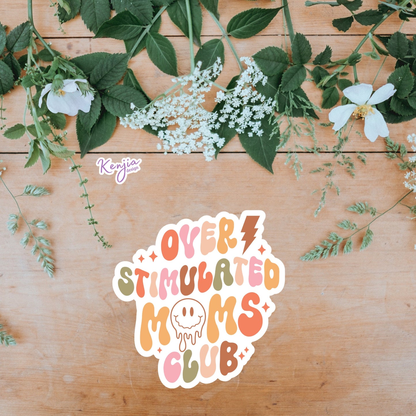Over Stimulated Moms Club Sticker, Vinyl stickers, Waterproof and Dishwasher Safe for planner, book , laptop stickers