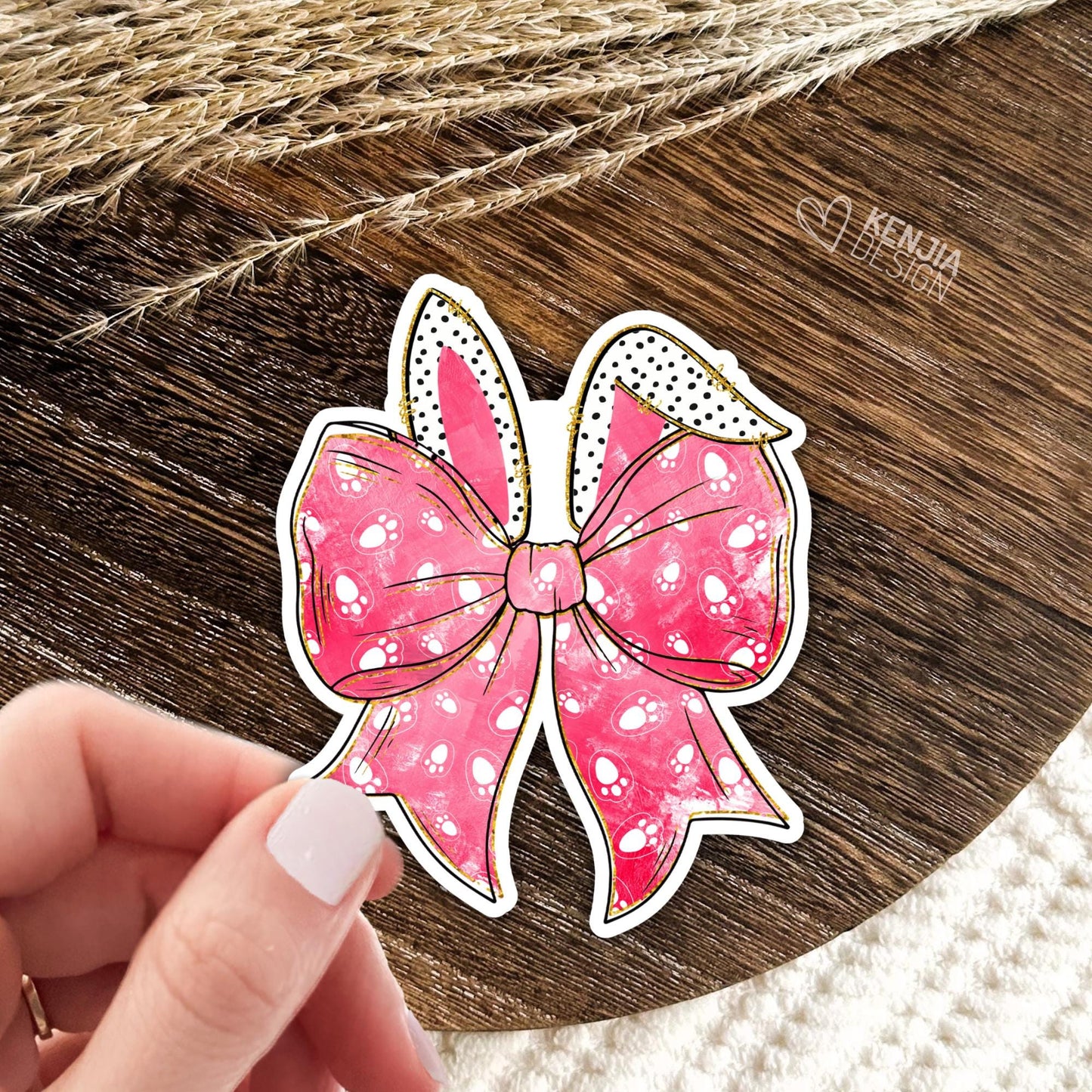 Coquette Bow Bunny Stickers / Easter Bunny Stickers / Pink Bunny Bow / Girly Easter  / Kindle Stickers