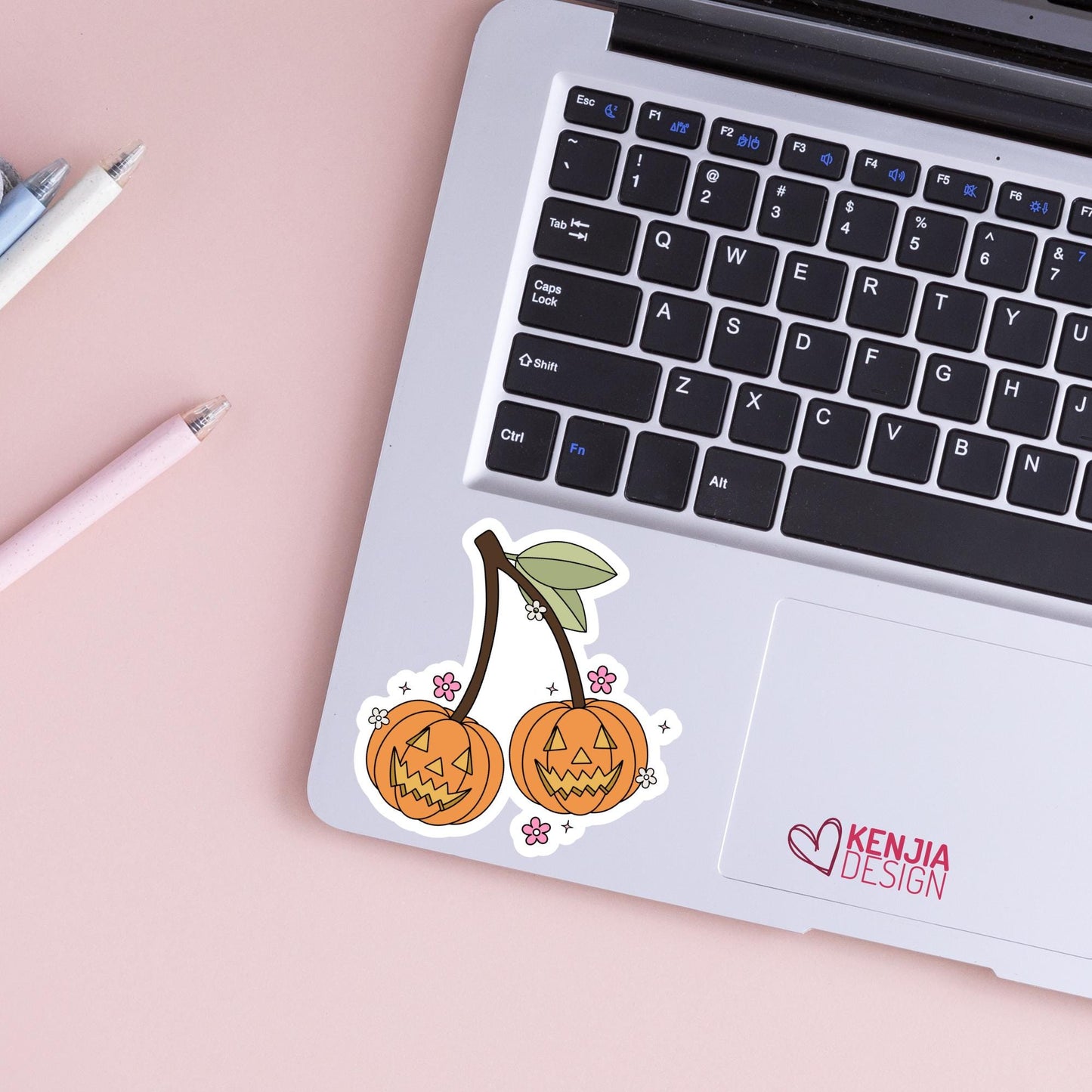 Pumpkin Cherry Stickers / Cute Halloween Stickers / Spooky Stickers / Retro Cherries Decals / Laptop & Kindle Stickers