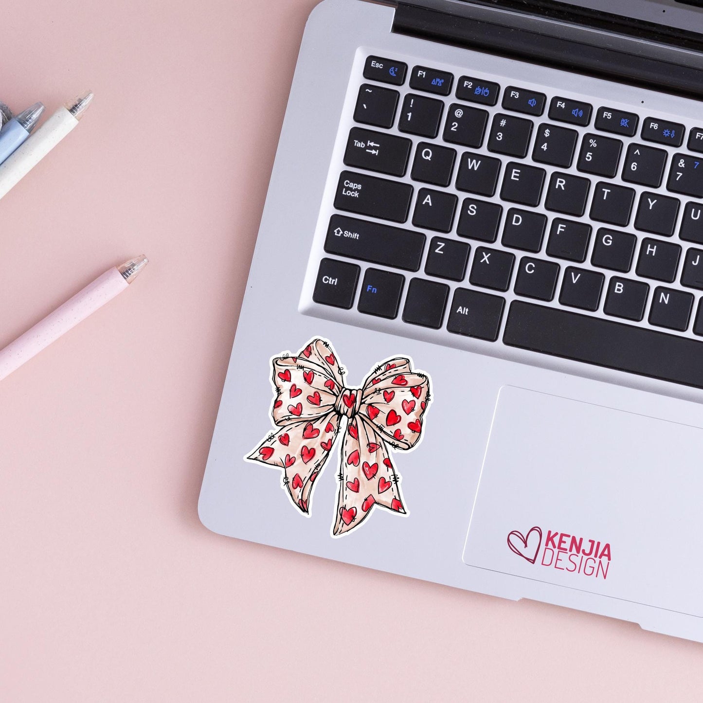 Valentine's Day Coquette Bow Stickers / Retro Heart Bow Gift / Valentines Day Stickers / Laptop & Kindle Stickers / Gift for Her