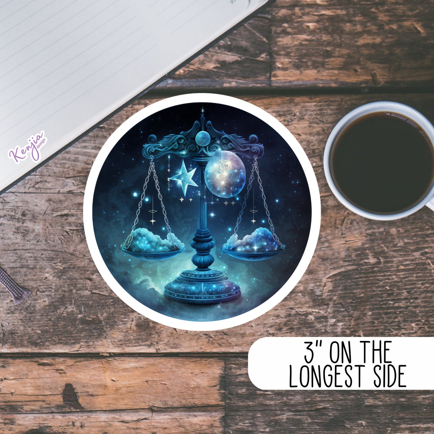 Astrology Zodiac Libra Sign Sticker, Waterproof and Dishwasher Safe Handmade cute Vinyl Sticker gift, planner, bumper, laptop stickers