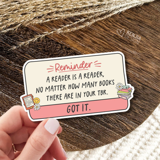 A Reader is A Reader Stickers -  Cute Bookworn Book Lover Reminder / Funny Bookish Merch for Book Lover / Bibliophile Gifts for Kindle