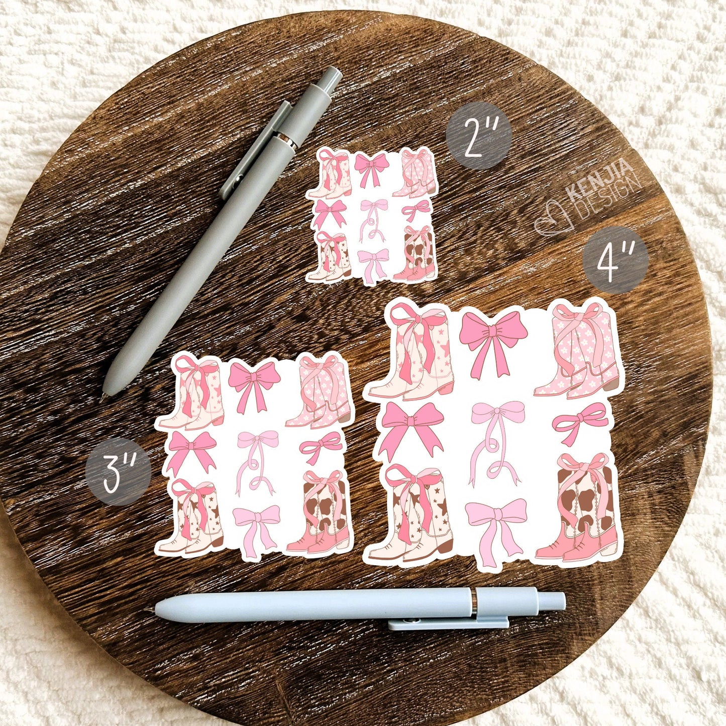 Coquette Aesthetic Cowgirl Stickers  / Western Cowgirl Boots / Cute Pink Bows / Pink Ribbon Collage Decals / Cowboys Lover
