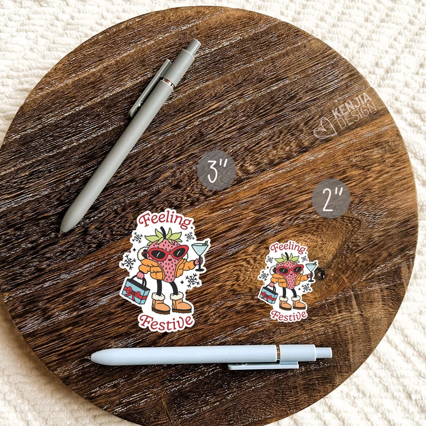 Feeling Festive Strawberry Christmas Stickers / Holidays Decals / Christmas Vibes / Berry Laptop & Kindle Stickers