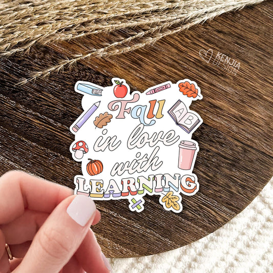 Fall In Love With Learning Stickers / Autumn & Fall Stickers / Back to School Stickers / Teacher Stickers