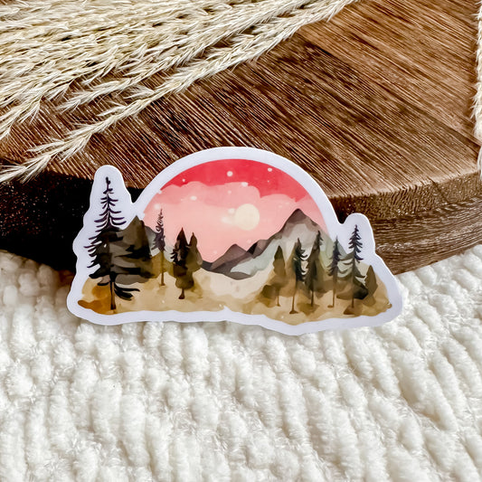 Mountain Sticker / Nature Stickers / Landscape Waterproof Vinyl Stickers / Pine Tree Forest Lover / Wildlife Gifts Laptop Stickers