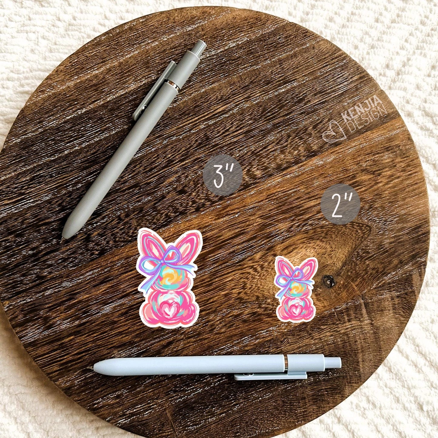 Coquette Easter Stickers / Brushstroke Easter Bunny Stickers / Pink Bunny Bow / Girly Easter  / Kindle Stickers