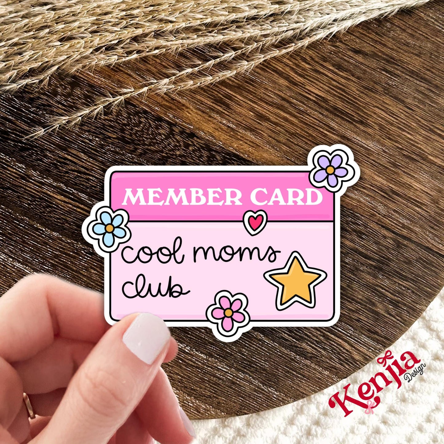 Cool Moms Club Stickers  / Pink Member Card Decal / Cute Mom Gift / Retro Motherhood Sticker / Mama Sticker / Mothers Day Gift