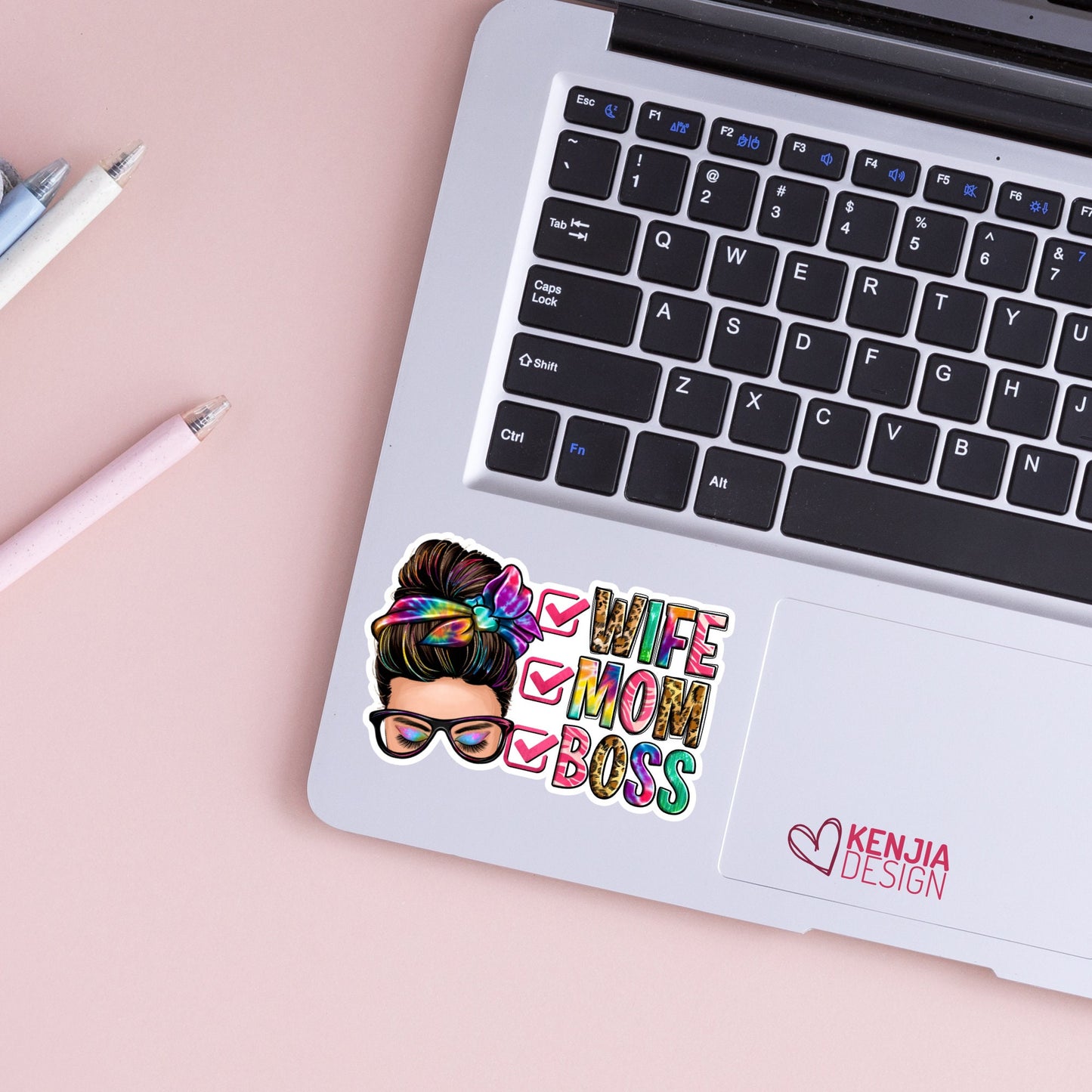 Wife Mom Boss Stickers  / Messy Bun / Western Mother's Day Gifts / Mama Funny Quote /  Mom Life / Motherhood Stickers