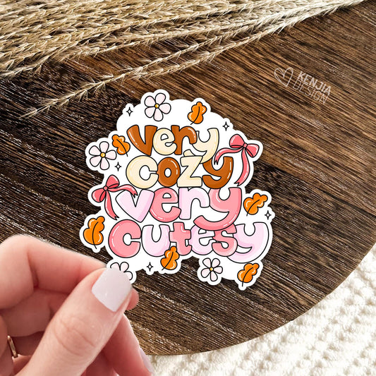 Very Cozy Very Cutesy Very Demure Stickers / Trendy Cozy Era / Positive Good Vibes Decal / Fall Stickers / Laptop and Kindle Stickers