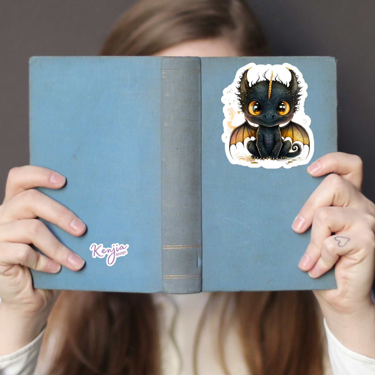 Cute Black Dragon Sticker and Magnet, Waterproof and Dishwasher Safe, Vinyl Sticker for gift, planner, book, laptop stickers