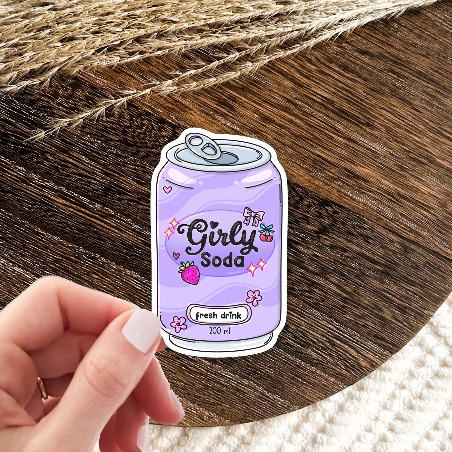 Girly Soda Pop Sticker / Cute Aesthetic Retro / Y2K Fizzy Decal / Preppy Girlie Present / Bubbly Drink Gift for Her / Kawaii / Vintage Style
