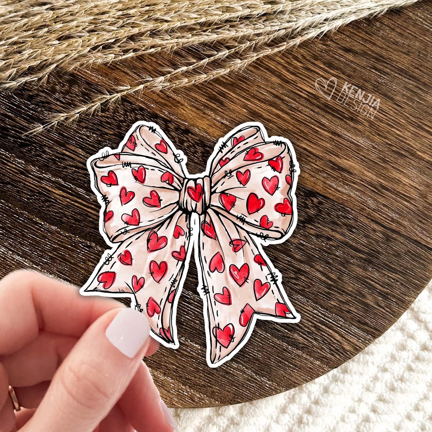 Valentine's Day Coquette Bow Stickers / Retro Heart Bow Gift / Valentines Day Stickers / Laptop & Kindle Stickers / Gift for Her