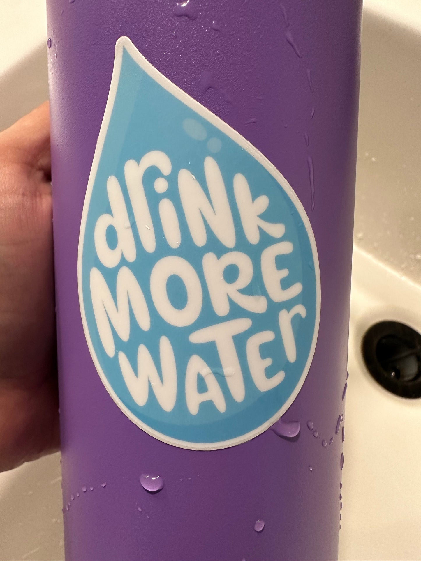 Drink More Water Stickers Reminder, 3 inch, Emotional Support Water Drop, Funny Stay Hydrated Water Bottle Sticker Gift
