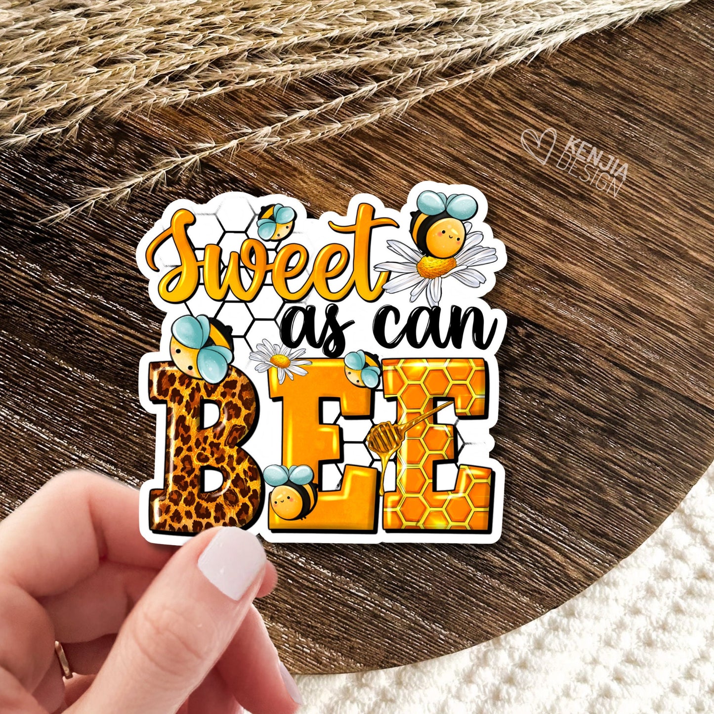 Sweet As Can Bee Stickers  / Western Bee / Bumble Bee / Cute Honey Bee / Honeycomb Decals for Laptop, Kindle, Planner, Water Bottle