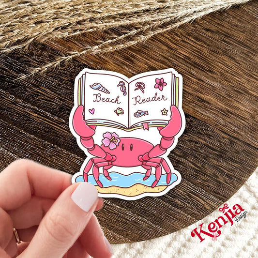 Beach Reader Crab Stickers / Book stickers / Summer Booktok / Kindle Stickers / Book Lover Gift / Bookish Merch