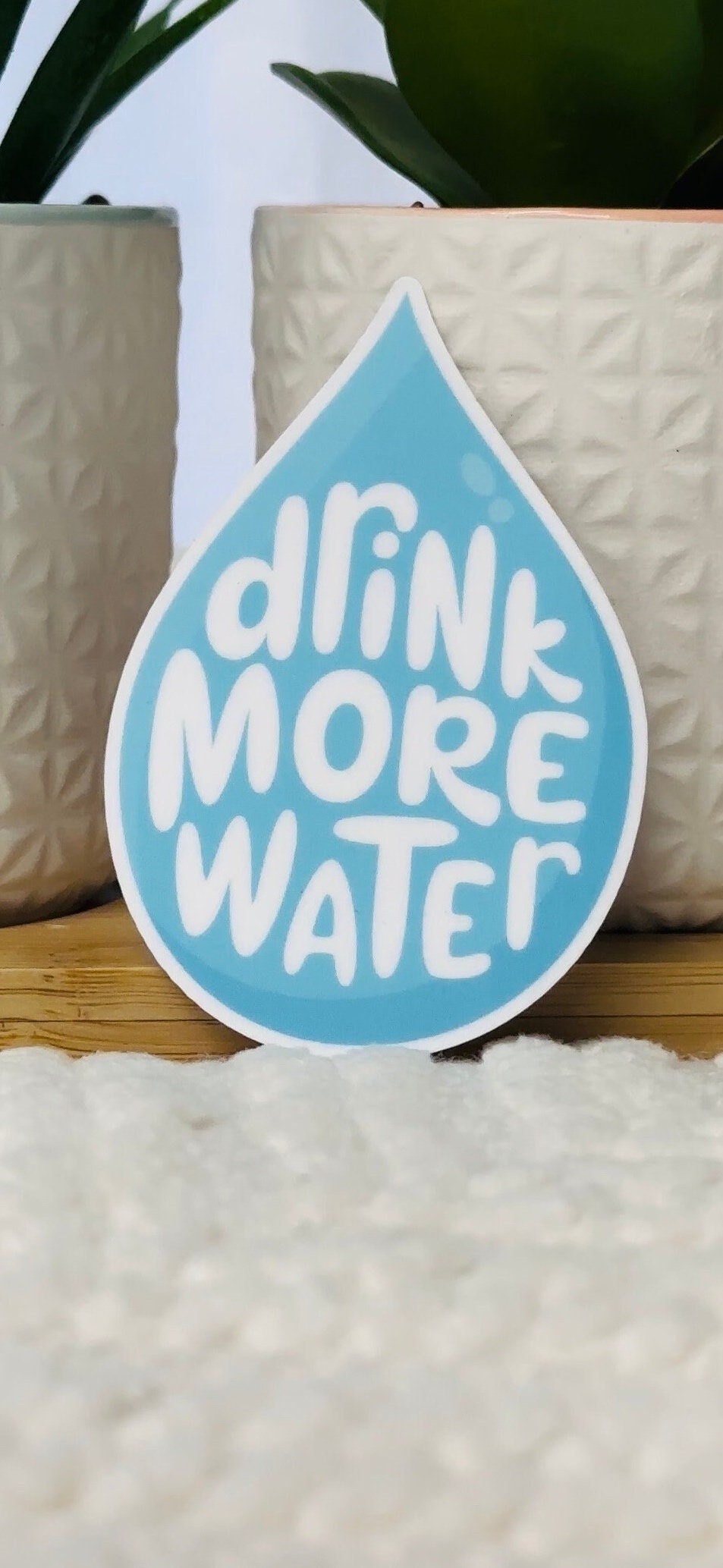 Drink More Water Stickers Reminder, 3 inch, Emotional Support Water Drop, Funny Stay Hydrated Water Bottle Sticker Gift