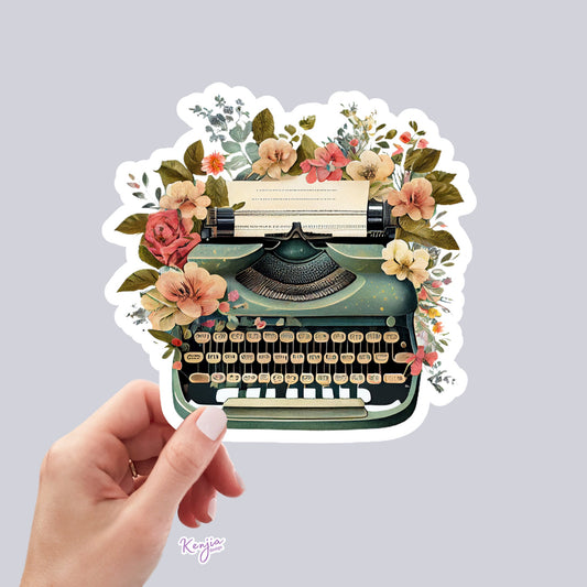 Cute handmade Vintage Typewriter Sticker and Magnet with Watercolor Effect in Vinyl, Waterproof  planner, book , laptop stickers