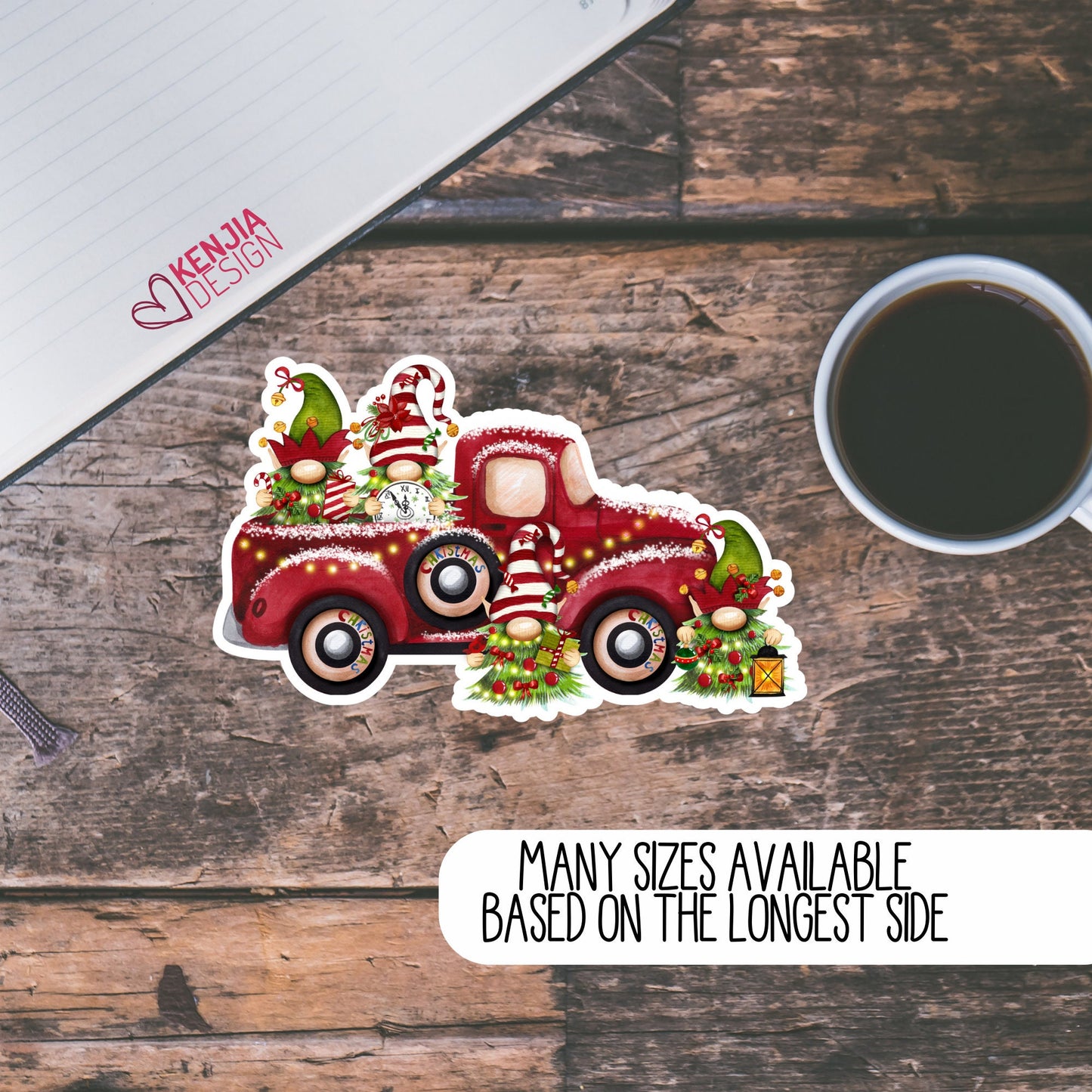 12 Days of Christmas Gnome Stickers  Vintage Red Truck Christmas Deco for Holiday Planner Stickers Gifts, Dishwasher Magnet