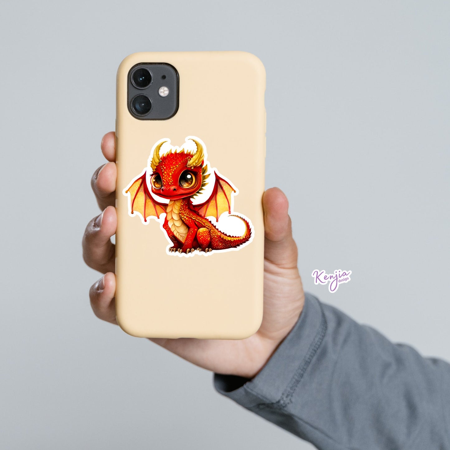 Cute Red Dragon Sticker, Waterproof and Dishwasher Safe, Vinyl Sticker for gift, planner, book, laptop stickers