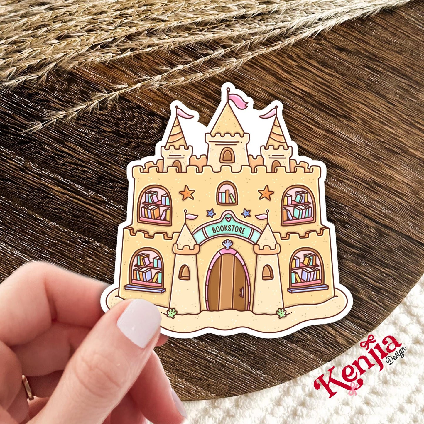 Sand Castle Bookstore Sticker / Summer Reading / Beach Stickers / Book sticker / Booktok / Kindle Stickers / Book Lover Gift / Bookish Merch