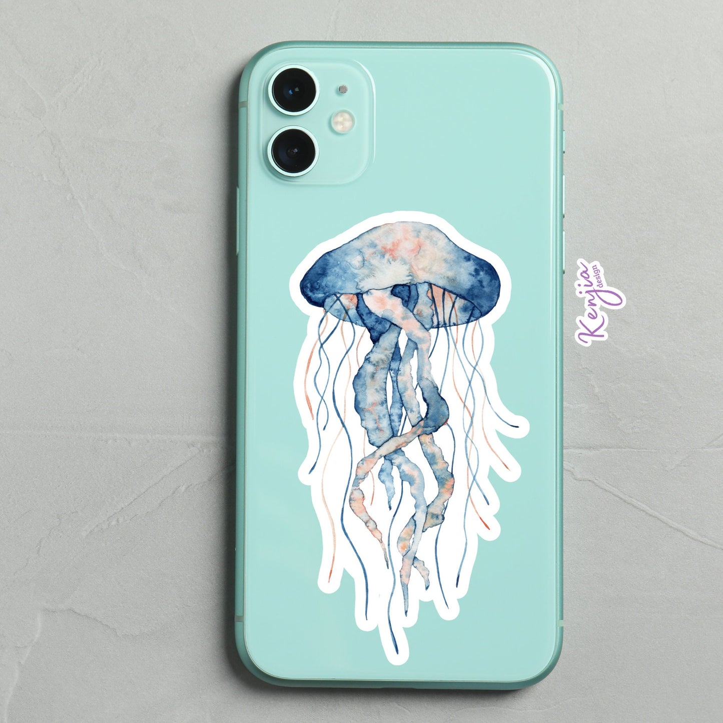 Cute handmade Jellyfish Sticker with watercolor effect, Waterproof and Dishwasher Safe Vinyl Sticker gift, planner, book, laptop stickers